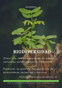 cartel con elementos clave de la estretegia de biodiversidad UE